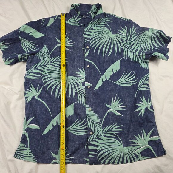 Reyn Spooner Mens Size XL Blue Green Tropical Print Short Sleeve Button Shirt - Picture 8 of 9